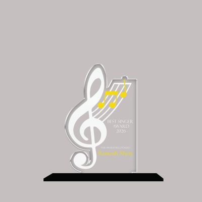 Personalized Best Singer Award Trophy for Gift for Singers, Vocalists, and Musicians Singer Recognition UV Printed Acrylic Trophy